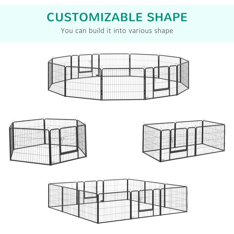 PawHut 12 Panels Heavy Duty Puppy Playpen, for Small Dogs, Indoor and Outdoor Use - Silver