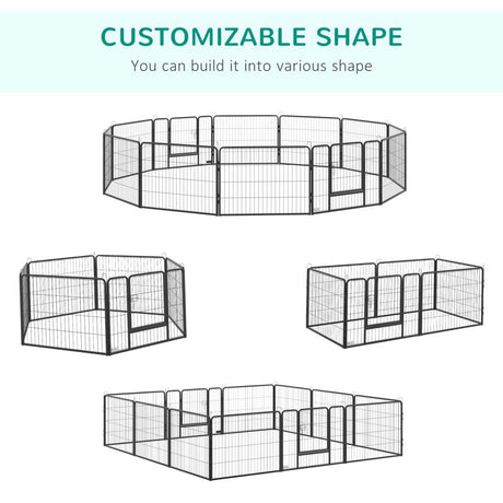 PawHut 12 Panels Heavy Duty Puppy Playpen, for Small Dogs, Indoor and Outdoor Use - Silver