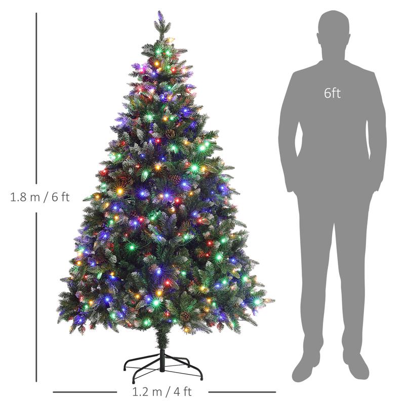 HOMCOM 6ft LED Pre-Lit Artificial Christmas Tree, with Base