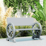 Outsunny Fir Wood 2-Seater Outdoor Garden Wagon Wheel Bench, Grey