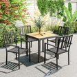Outsunny Set of Four Minimal Metal Garden Chairs - Black