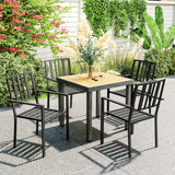 Outsunny Set of Four Minimal Metal Garden Chairs - Black