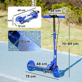 AIYAPLAY Scooter for Kids Aged 3-8 Years, with Adjustable Handle, Two Light Up Wheels, Handbrake, Rear Brake, Blue