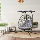 Outsunny Two-Seater Rattan Egg Chair - Black
