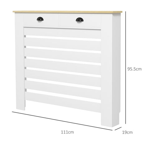 HOMCOM 95.5H x 111Wcm Radiator Cover, with Drawer - White