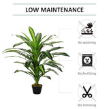 Outsunny 110cm/3.6FT Artificial Dracaena Tree Decorative Plant 40 Leaves with Nursery Pot, Fake Tropical Tree for Indoor Outdoor Décor