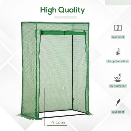 Outsunny 100 x 50 x 150cm Tomato Greenhouse with Roll-up Door, Mini Greenhouse with PE Cover, Outdoor Grow House Small Green House for Yard, Balcony, Garden, Green