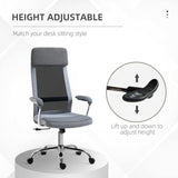 Vinsetto Office Chair, Ergonomic Desk Chair, High Back Computer Chair with Adjustable Height, Swivel Rolling Wheels, Mesh Back and Linen-Feel Fabric Seat for Home and Study, Grey