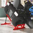 HOMCOM 400 kg Foldable Ride-On Mower Jack Lift, Adjustable Steel Lifting Device, for Lawn Mower, ATV, Red