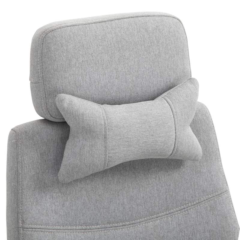 Vinsetto Office Chair, Ergonomic Desk Chair, High Back Fabric Work Chair with 160 Reclining Backrest, Retractable Footrest, Neck and Lumbar Pillow for Home and Study, Grey
