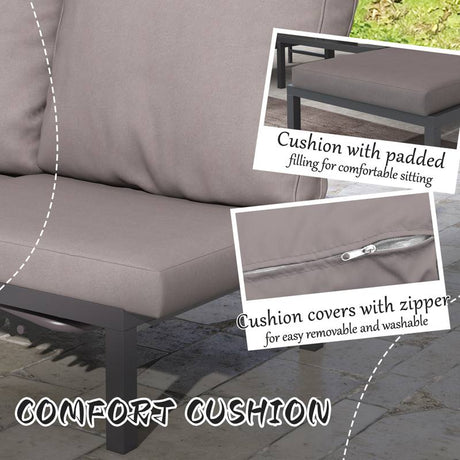 Outsunny Three-Piece Aluminium Lounger Set, with Reclining Backs