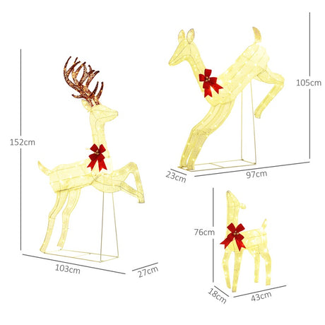 Outsunny Three-Piece LED Light Reindeer Christmas Decoration