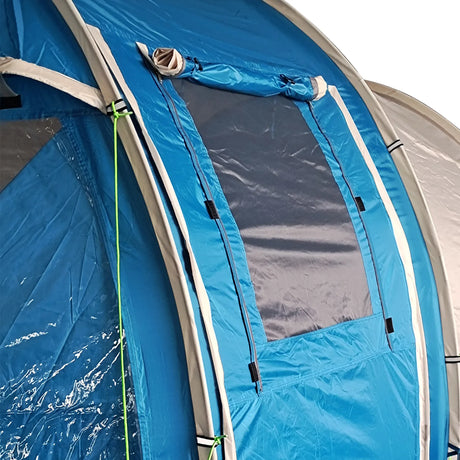 Outsunny 3-4 Man Tunnel Tent, Two Room Camping Tent with Windows, Portable Carry Bag, for Fishing, Hiking, Sports, Festival - Blue