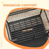 PawHut Heavy Duty Dog Crate on Wheels w/ Bowl Holder, Removable Tray, Openable Top, Detachable Door, for L, XL Dogs