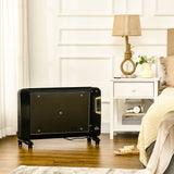 HOMCOM Mica Electric Space Heater, Portable Heater for Home with 2 Heat Settings, Living Room, Study, Garage, Adjustable Temperature 18-30C, 1000W/2000W, Black