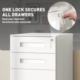 Vinsetto Three-Drawer Steel Filing Cabinet - White