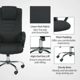 Vinsetto Linen-Look Swivel Office Chair - Black