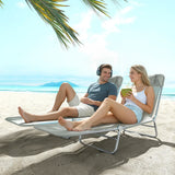 Outsunny Set of Two Steel Frame Sun Loungers, with Reclining Backs - Light Grey