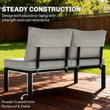 Outsunny Garden Furniture Set, 6 Piece Corner Sofa Set with Loveseat, Coffee Table, Sofa with Integrated Side Table