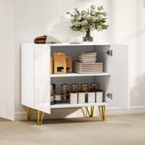 HOMCOM Modern Luxe High Gloss Sideboard, with Hairpin Legs - White