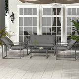 Outsunny Four-Piece Relaxed Back Garden Dining Set - Black/Grey