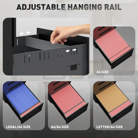 Vinsetto Three-Drawer Steel Filing Cabinet - Black