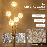 HOMCOM Crystal Floor Lamps for Living Room Bedroom with 5 Light, Modern Upright Standing Lamp, 34x25x156cm, Gold Tone