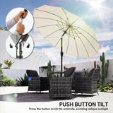 Outsunny 2 m Shanghai Garden Parasol Umbrella with 16 Fibreglass Ribs, Outdoor Parasol Sun Shade with Crank & Tilt, Cream White