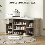HOMCOM Shoe Storage Bench with Cushion - Grey