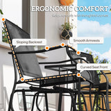 Outsunny Gliding Jack and Jill Seat, with Glass-Top Table - Black