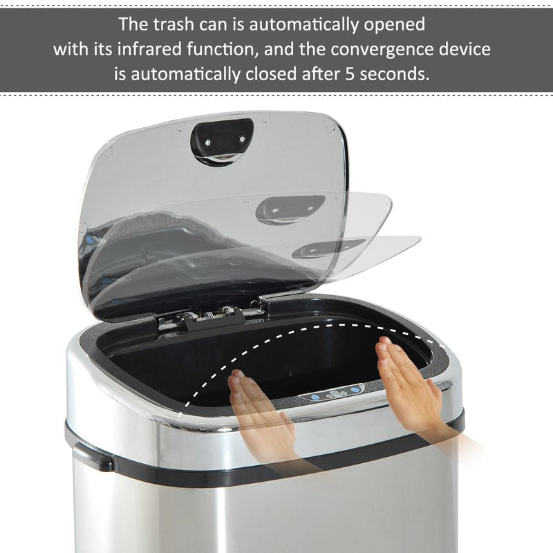 HOMCOM 68L Sensor Dustbin Stainless Steel Automatic Kitchen Waste Bin Silver