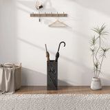 HOMCOM Metal Umbrella Stand, Square Umbrella Holder with 4 Hooks and Removable Drip Tray, Decorative Umbrella Storage Rack for Entryway, Hallway, 15.5 x 15.5 x 41 cm, Black