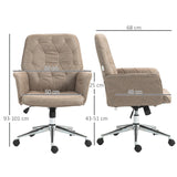 Vinsetto Microfibre Computer Chair with Armrest, Modern Swivel Chair with Adjustable Height, Khaki