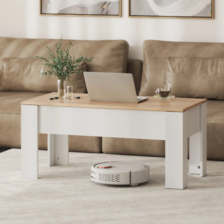 HOMCOM Lift Top Coffee Table with Hidden Storage Compartment, Lift Tabletop Pop-Up Center Table for Living Room