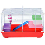 PawHut Hamster Cage, Small Gerbil Cage 2 Tiers Portable w/ Handle, Exercise Wheel, Water Bottle, Dishes