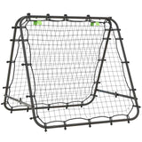 HOMCOM Double Sided Football Rebounder Net, Football Rebound Goal with Five Adjustable Angles, Black