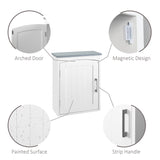 kleankin Bathroom Cabinet Wall Mounted, Modern Bathroom Wall Cabinet with Arched Door and Adjustable Shelf, Bathroom Storage Cabinet, Light Grey and White