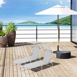 Outsunny 2 Pieces Outdoor Foldable Sun Lounger, 4 Level Adjustable Backrest Reclining Sun Lounger Chair with Angle Adjust Sun Shade Awning for Beach, Garden, Patio, Light Grey