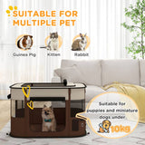 PawHut Foldable Dog Pen with Storage Bag for Indoor/Outdoor Use, Portable Pet playpen, with Ground Stakes - Brown