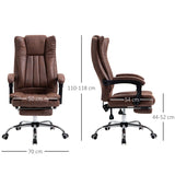 Vinsetto Home Office Chair Microfibre Desk Chair with Reclining Function Armrests Swivel Wheels Footrest Brown