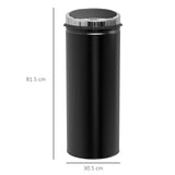 HOMCOM 50L Sensor Bin with Quiet Soft-Close Lid, Automatic Touchless Motion Sensor Rubbish Bin with Fingerprint Resistant, Stainless Steel for Hygienic Kitchen, Home Office Use, Black