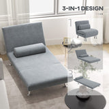 HOMCOM Single Velvet-Feel Sleeper Chair - Grey