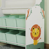 AIYAPLAY Kids Storage Unit, Toy Organiser with 6 Fabric Drawers and 2-Tier Sling Book Rack for Bedroom, Playroom, Nursery, Green