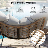 Outsunny Indoor Outdoor Rocking Chair, Oversized Rocking Egg Chair with Cushion for Living Room, Garden, Patio, Light Grey