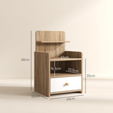 HOMCOM Multi-Storage Bedside Table - White/Wood-Effect