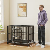PawHut 43" Heavy Duty Dog Crate, Foldable Dog Cage, with Openable Top, Locks, Removable Tray, Wheels - Black