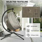 Outsunny Double Hanging Egg Chair 2 Seaters Texteline Swing Hammock Chair with Stand, Cushion and Folding Design, for Indoor and Outdoor, Brown