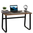 HOMCOM Computer Desk, Small Home Office Desk, Industrial Study Workstation with Metal Frame, 115 x 58 x 74.5cm, Rustic Brown and Black