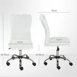 HOMCOM Plush Office Desk Chair, Modern Armless Swivel Vanity Chair with Adjustable Height for Home Office, Bedroom, Living Room, White