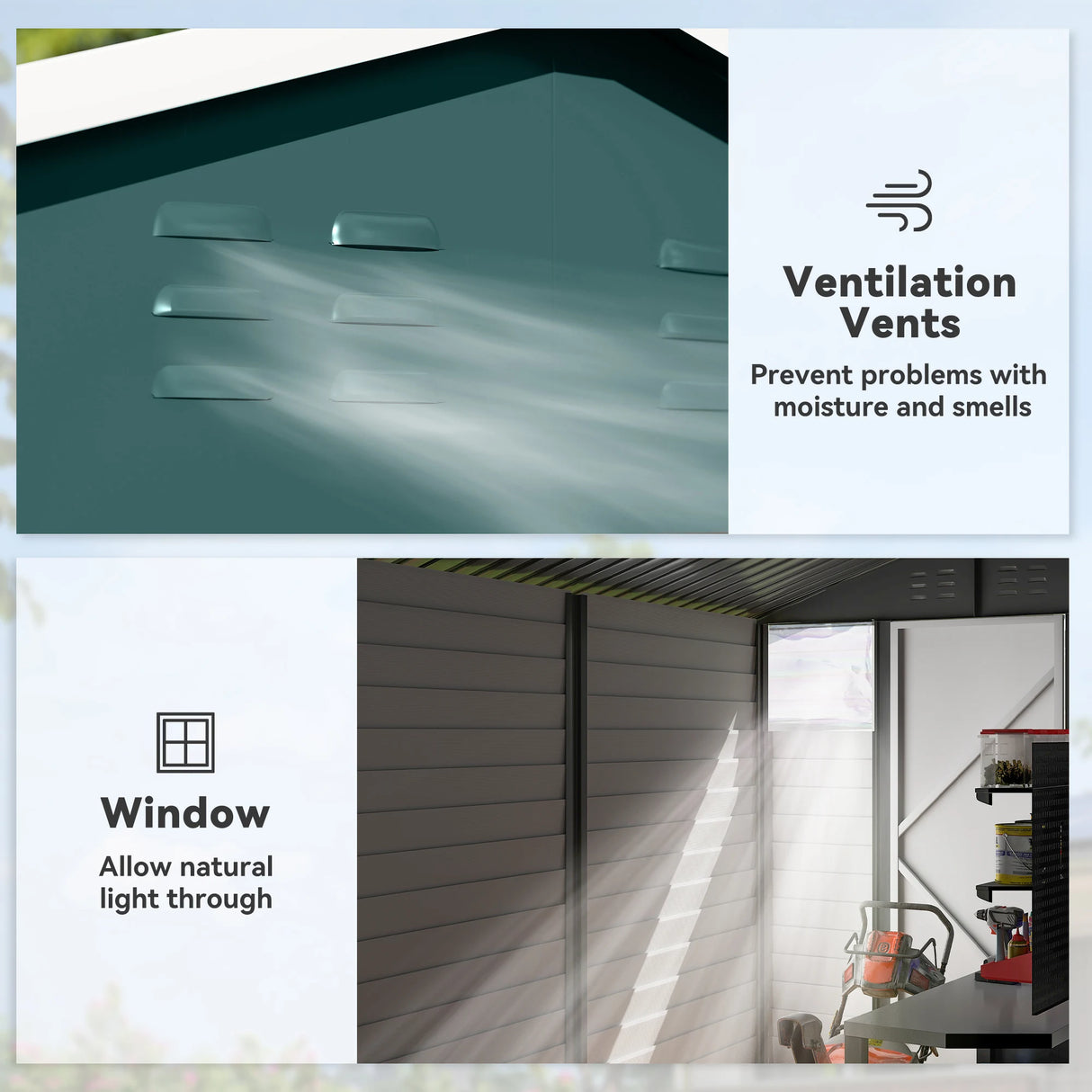 Outsunny 9x 6FT Metal Outdoor Garden Shed, Galvanised Tool Storage Shed w/ Sloped Roof, Lockable Door for Patio Lawn, Green